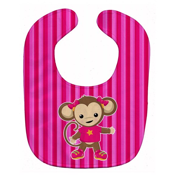 Monkey on Pink Stripes Baby Bib