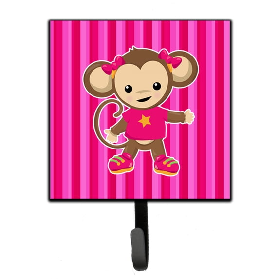Monkey on Pink Stripes Leash or Key Holder
