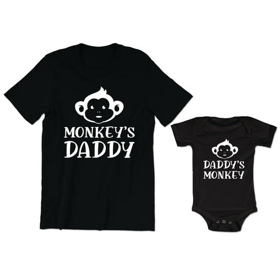 Monkey's Daddy Men's T-Shirt Daddy's Monkey Baby Bodysuit Kids Toddler Shirt