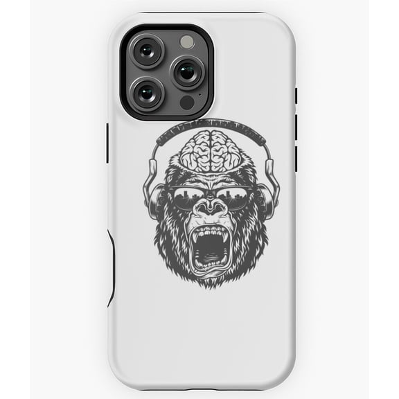 Monkey with Brain Out Funny Art Phone Case for iPhone 16 15 14 13 12 11 Pro Max