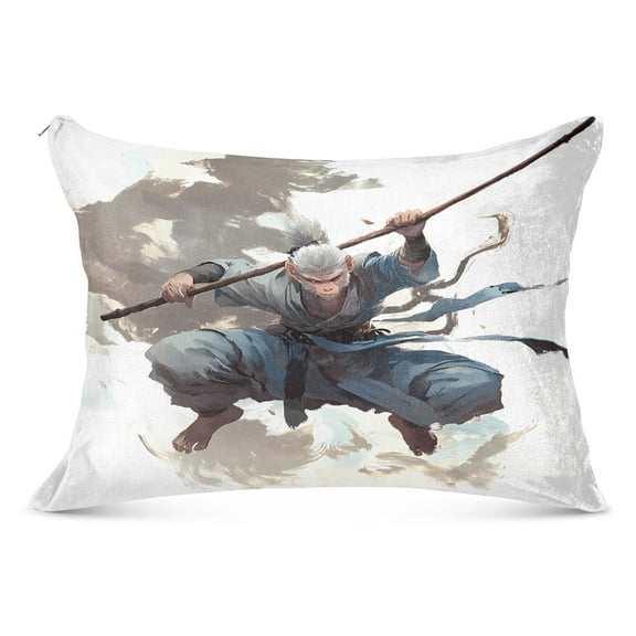 Monkey with Stick Plush Pillow Cases Standard Size Ultra Soft Warm Pillowcases with Zipper 20"x26"