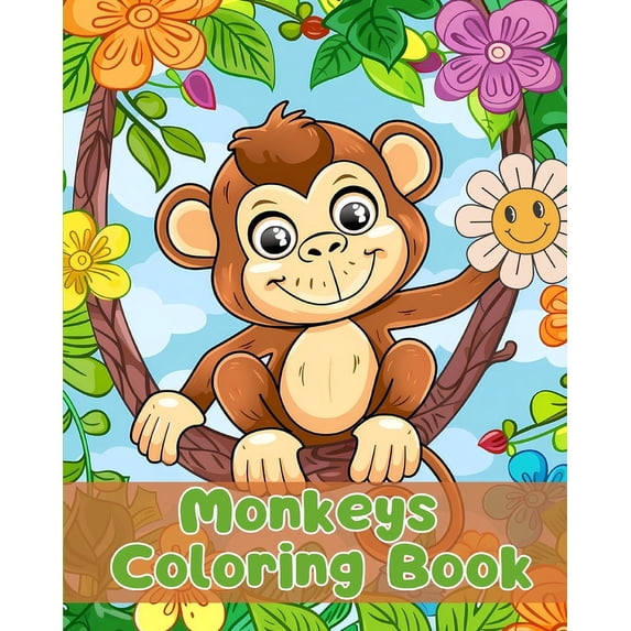 Monkeys Coloring Book: Simple Monkeys Coloring Pages For Kids Ages 1-3 (Paperback)