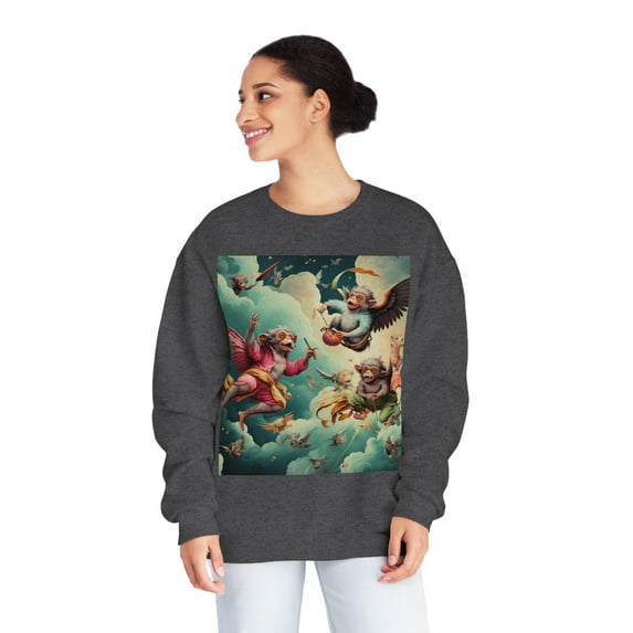 Monkeys Don't Fly Sweatshirt - Casual Wear with Artistic Print of Monkeys