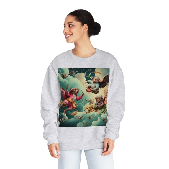 Monkeys Don't Fly Sweatshirt - Casual Wear with Artistic Print of Monkeys