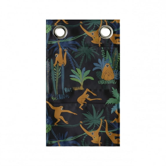 Monkeys Hanging Pocket Organizer, Wildlife Composition of Animals in a Jungle, Printed Polyester Storage Bag with Pockets, 9" x 16", Charcoal Grey Multicolor