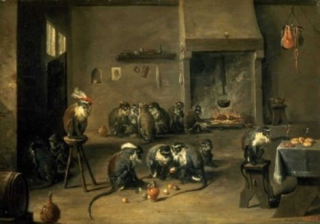 Monkeys in the Kitchen ca1640s David Teniers II (1610-1690Flemish)  Oil on Canvas State Hermitage Museum St Petersburg Russia Canvas Art - David Teniers II (24 x 36)