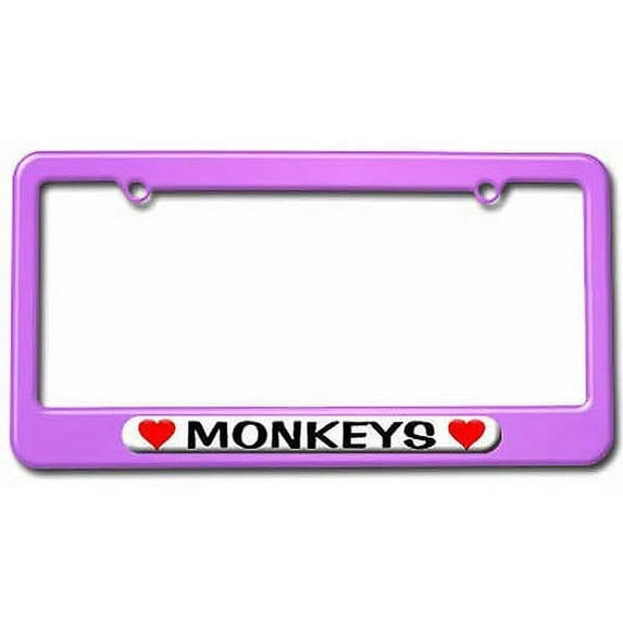 Monkeys Love with Hearts License Plate Tag Frame, Multiple Colors