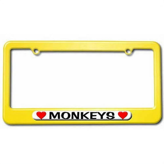 Monkeys Love with Hearts License Plate Tag Frame, Multiple Colors