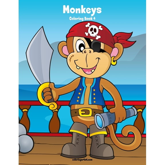 Monkeys Monkeys Coloring Book 4, Book 4, (Paperback)