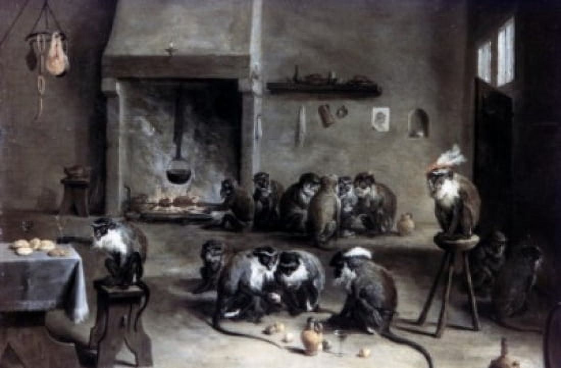 Monkeys in a Kitchen by David Teniers the Younger circa 1640 1610-1690 Russia St Petersburg The Hermitage Canvas Art - David Teniers (24 x 36)