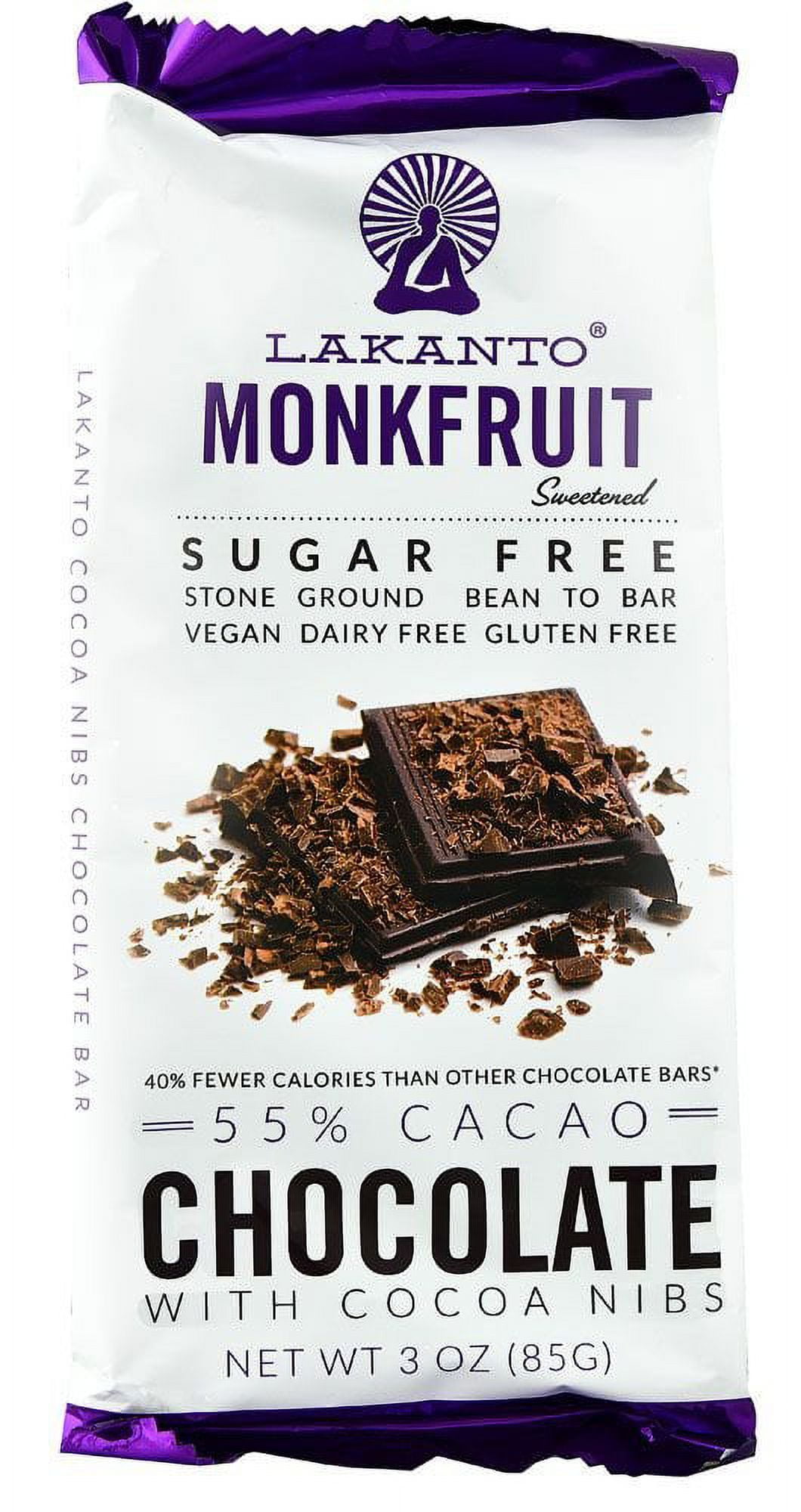 Monkfruit Sweetened Chocolate Bar Dark Chocolate With Cacao Nibs Case