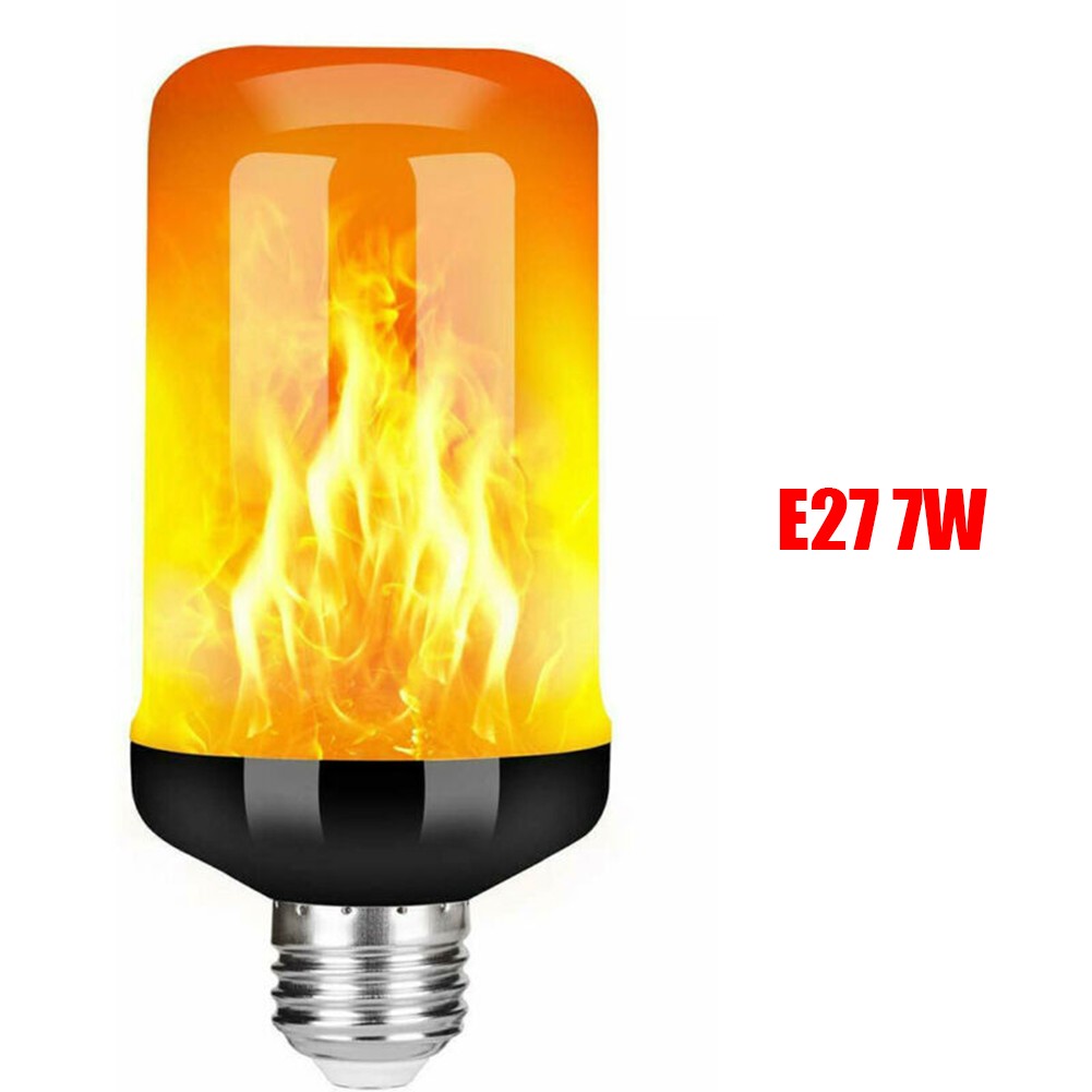 Monkiy E27 B22 90 LED Flame Effect Fire Light Bulb Flickering Flame Bulb Lamp Decor, E27 7W