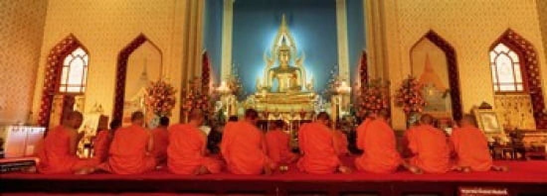 Monks Benchamapophit Wat Bangkok Thailand Canvas Art - Panoramic Images (18 x 7)