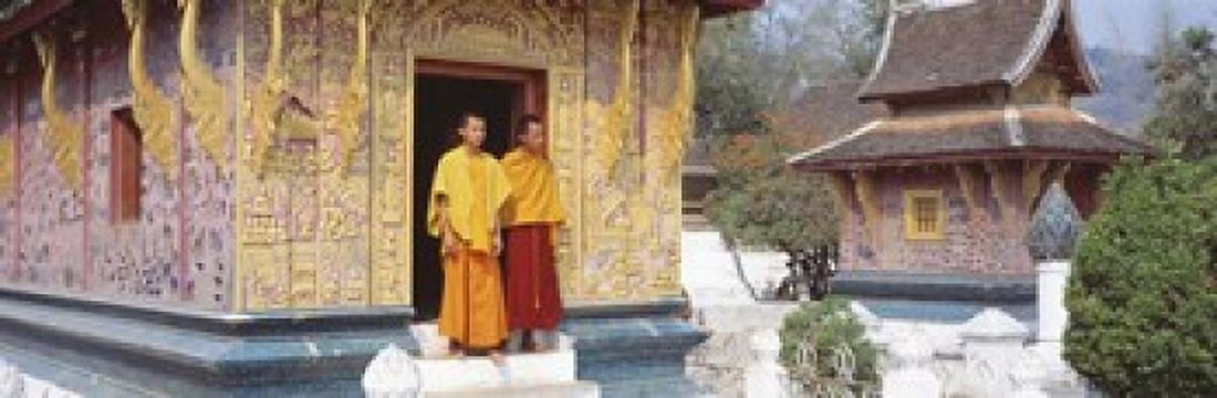 Monks Wat Xien Thong Luang Prabang Laos Canvas Art - Panoramic Images (18 x 6)