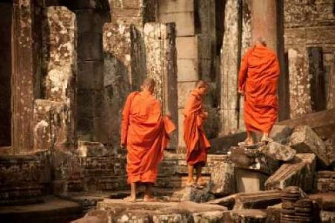 Monks at Bayon Canvas Art - Erin Berzel (12 x 18)