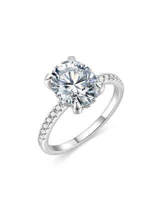 Green Oval Cubic Zirconia Ring - Silver Plated Engagement Style Ring For Women