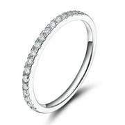 EAMTI 925 Sterling Silver CZ Simulated Diamond Stackable Ring Eternity Bands for Women Size 9.5