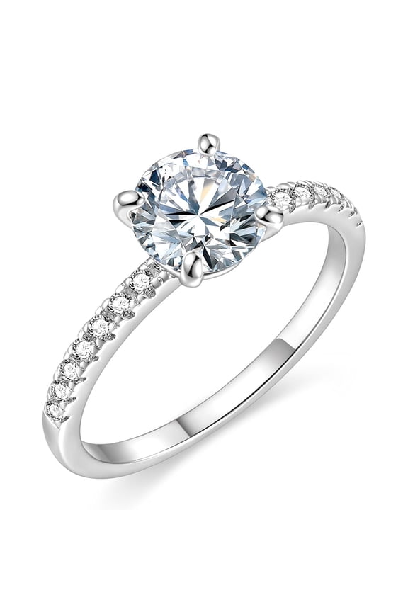 925 Sterling Silver Engagement Rings for Women 1.25CT Round Cut Solitaire Cubic Zirconia CZ Promise Rings Wedding Band for Her Silver White, Size 7.5