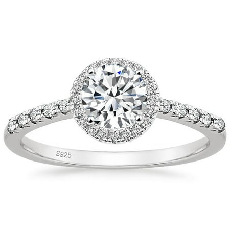 Monkton 925 Sterling Silver Engagement Rings for Women 1.25CT Round Halo Solitaire Cubic Zirconia CZ Promise Rings Wedding Band for Her, Size 9