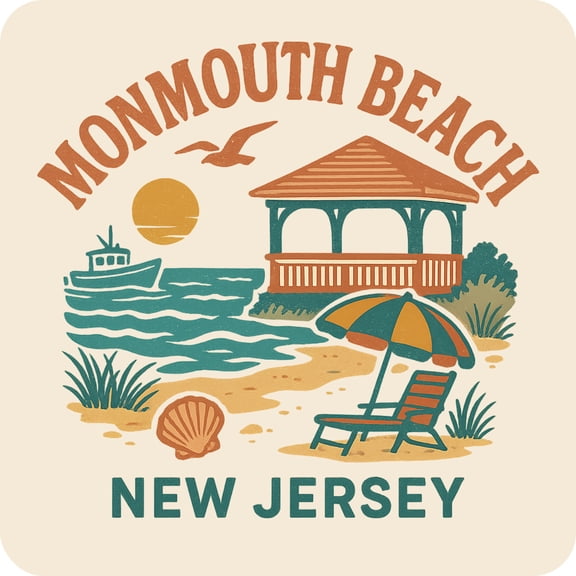 Monmouth Beach New Jersey Keepsakes Souvenir Vinyl Sticker – Destination Travel Keepsake Collectible (3-Inches Wide)