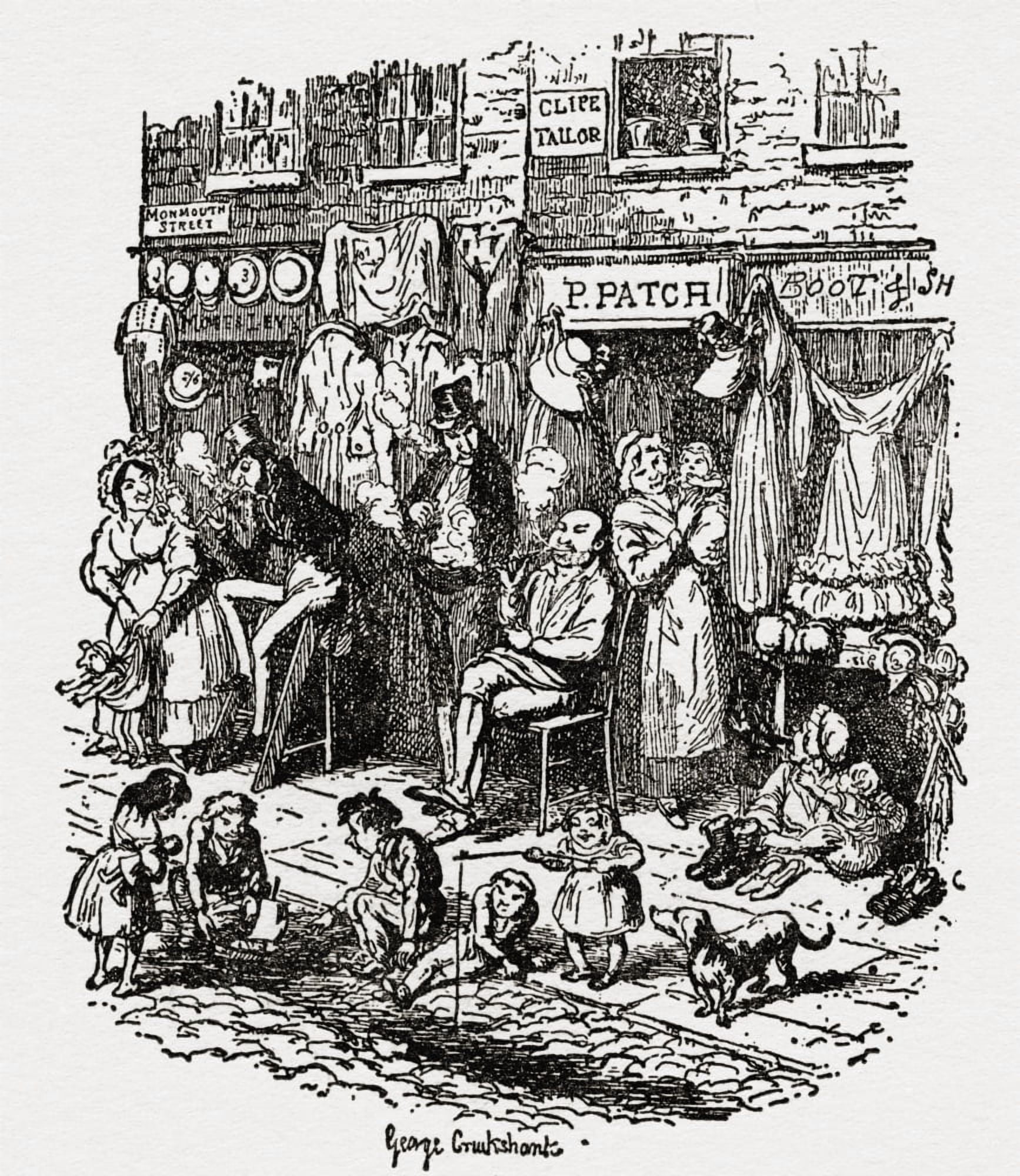 Monmouth Street Soho London England In The 19Th Century After A Drawing By George Cruikshank From The Streets Of London Through The Centuries Canvas Art - Ken Welsh Design Pics (14 x 16)