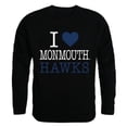thumbnail image 1 of Monmouth University I Love Crewneck T-Shirt, Black - Small, 1 of 1