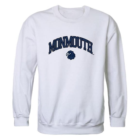 Monmouth University Men Campus Crewneck Sweatshirt, White - Small