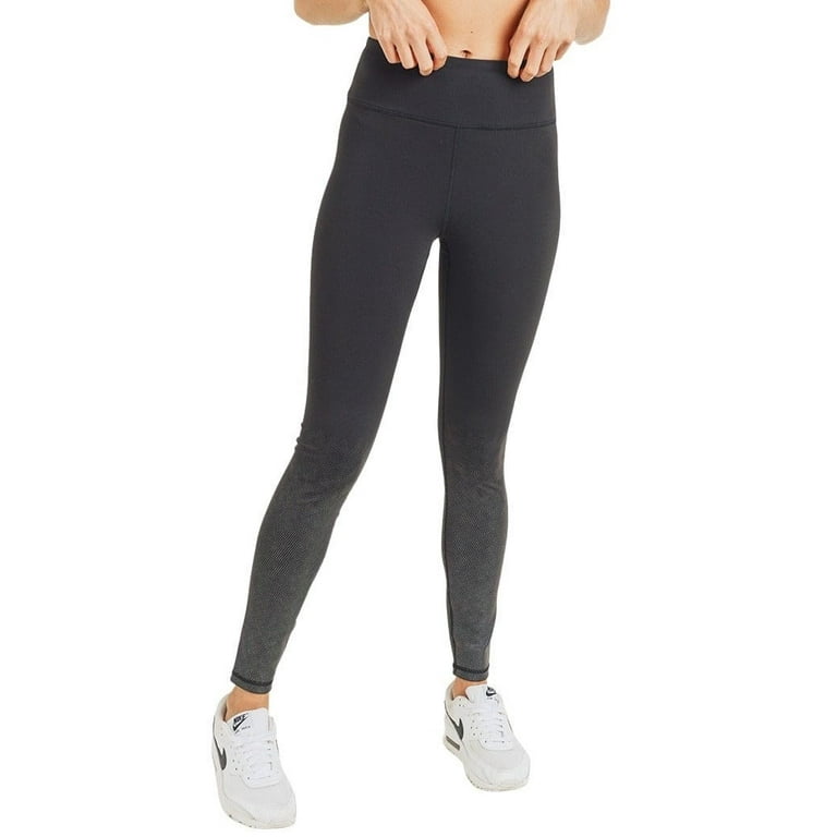 Mono B Women Black and Silver High Waist Tummy Control Yoga Leggings Size M