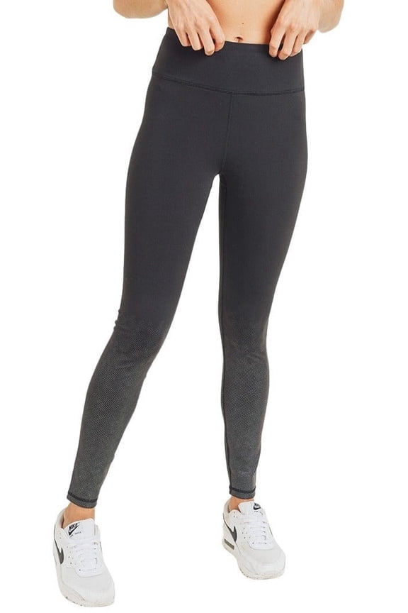 Women Black and Silver High Waist Tummy Control Yoga Leggings Size M