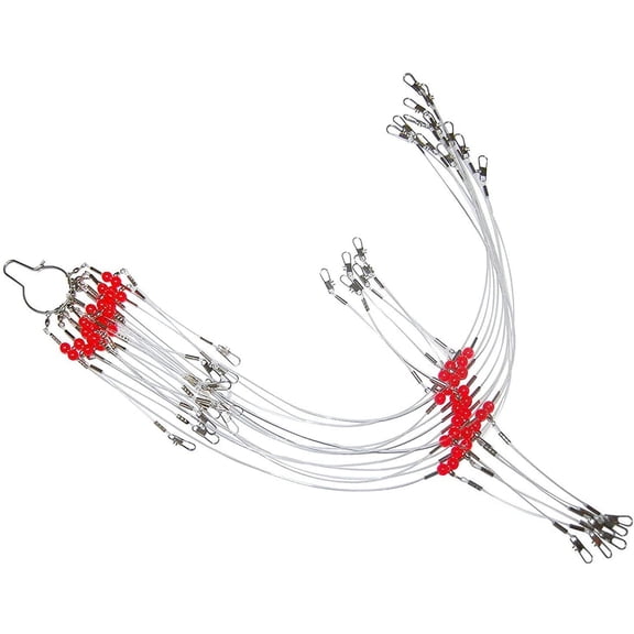 Mono Fishing Leader Rigs with Swivel Snaps Saltwater Surf Fishing Bottom Rigs High Strength Drop Fishing Rig 1 Arm and 2 Arm Nylon Leader Wire Leader Rigging for Lures Bait Hooks