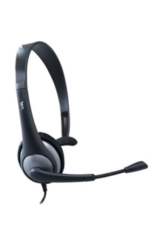Mono Headset with Boom Mic Leatherette Single Barrel Adapt