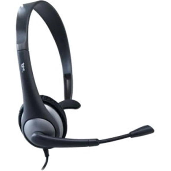 Mono Headset with Boom Mic Leatherette Single Barrel Adapt