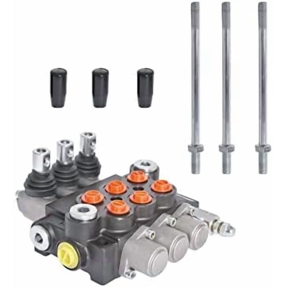 Monoblock Hydraulic Directional Control Valve, 3 Spool 13 GPM Hydraulic Loader Valve, SAE Ports, 3600 PSI Double Acting Valve Directional Control Valve for Small Tractors Log Splitters