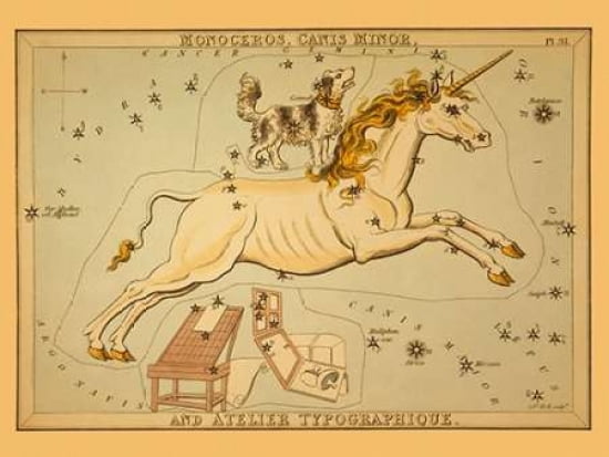 Monoceros Canis Minor and Atelier Typographique Canvas Art - Jehoshaphat Aspin (18 x 24)