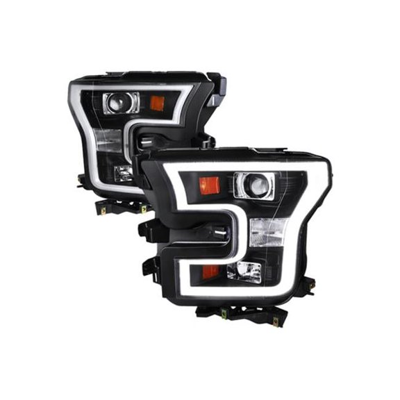 Monochromatic LED Rim Projector Head Light for 2015-Up Ford F150 - Black
