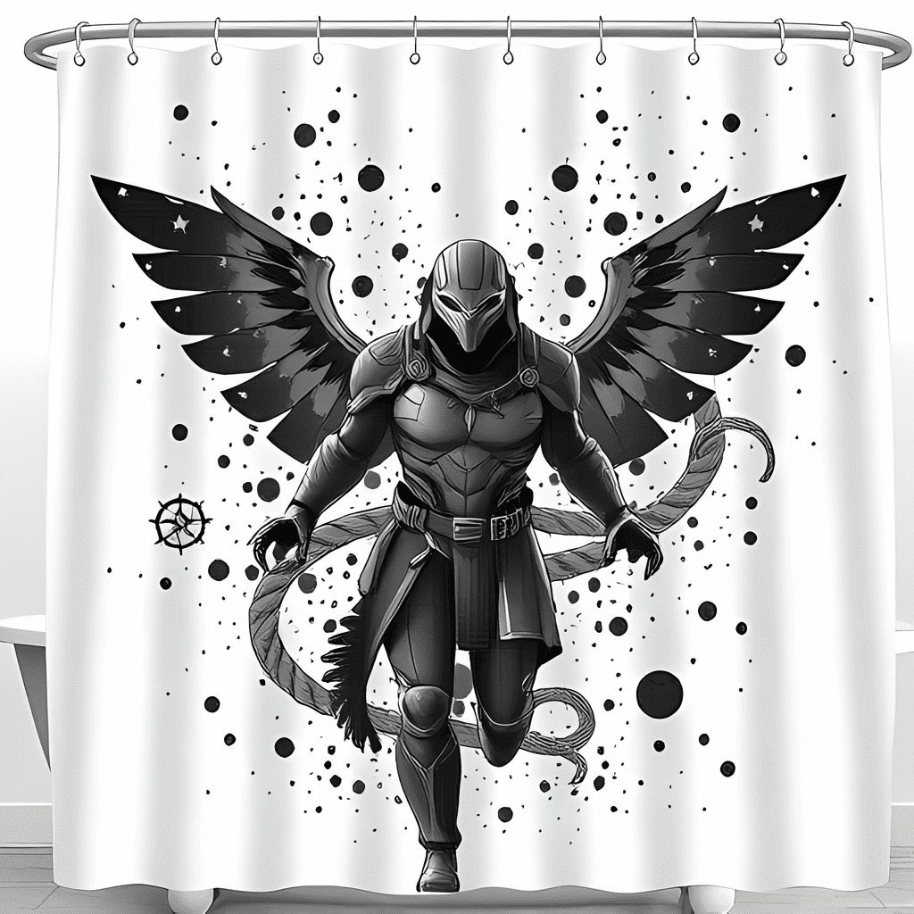 Monochromatic Winged Shower Curtain - for Dramatic Bathroom Decor ...