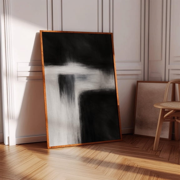 Monochrome Abstract Wall Art, Black And White Minimalist Painting With Soft Textured Gradient For Modern Home Decor, Wall Decor, Art Print, Gallery Wall, Gift Idea, Unfreamed 27x40