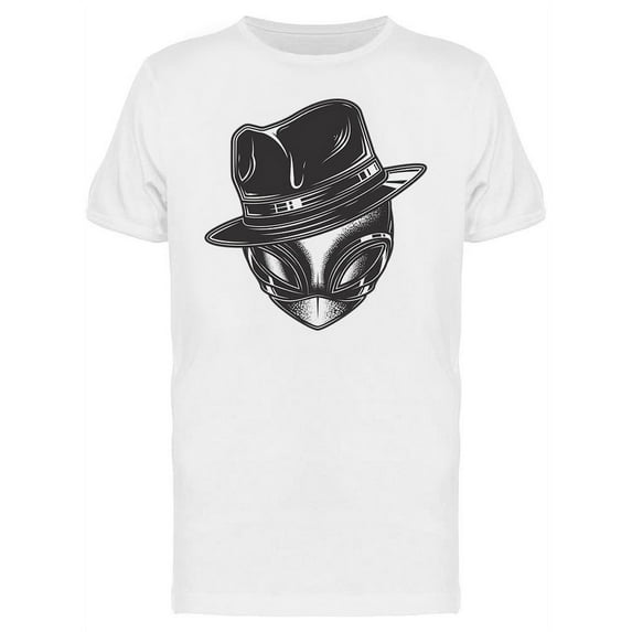 Monochrome Alien With Hat T-Shirt Men -Image by Shutterstock, Male XX-Large