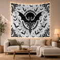 thumbnail image 1 of Monochrome Bat with Damask Flourishes on White Background, Spooky Gothic Illustration for Halloween Enthusiasts, Decorative Art Print, Halloween Gift Tapestry Wall Hanging for Bedroom and Dorm, 1 of 7