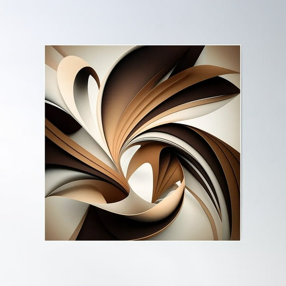 Monochrome Brown Dynamic Abstract Lines Art Poster Wall Art, Modern Wall Decor For Living Room Bedroom, 16x16 UNFRAMED