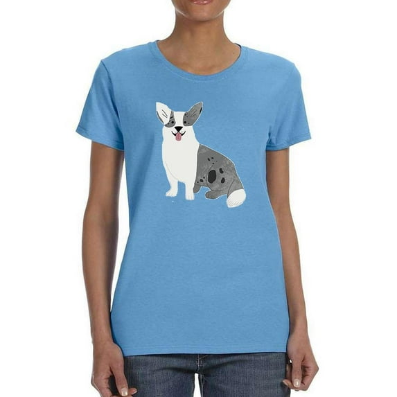 Monochrome Corgi Watercolor T-Shirt Women -Image by Shutterstock, Female 3X-Large