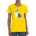 thumbnail image 1 of Monochrome Corgi Watercolor T-Shirt Women -Image by Shutterstock, Female 4X-Large, 1 of 4