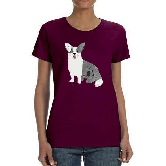 Monochrome Corgi Watercolor T-Shirt Women -Image by Shutterstock, Female 5X-Large