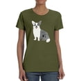 thumbnail image 1 of Monochrome Corgi Watercolor T-Shirt Women -Image by Shutterstock, Female XX-Large, 1 of 4