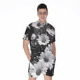 thumbnail image 1 of Monochrome Daisy Flower Short Sleeve Men'S Rompers, Daisy Floral Casual Summer Jumpsuits Outfit, 1 of 4