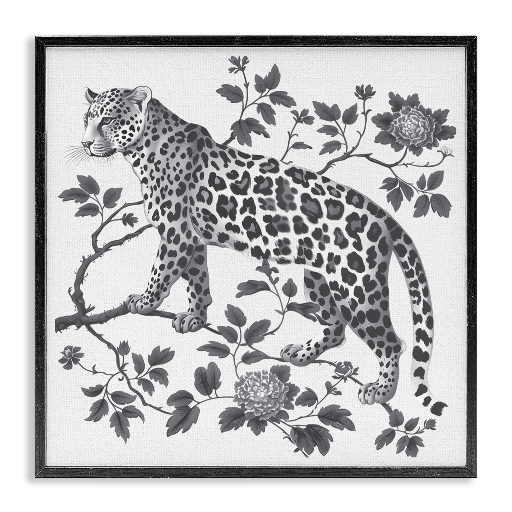 Monochrome Detail Leopard Black Framed Giclee Art, design by Lettered and Lined