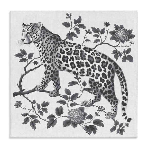 Monochrome Detail Leopard Canvas Wall Art, design by Lettered and Lined