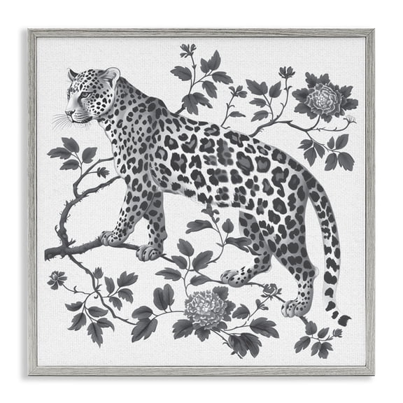 Monochrome Detail Leopard Gray Framed Giclee Art, design by Lettered and Lined