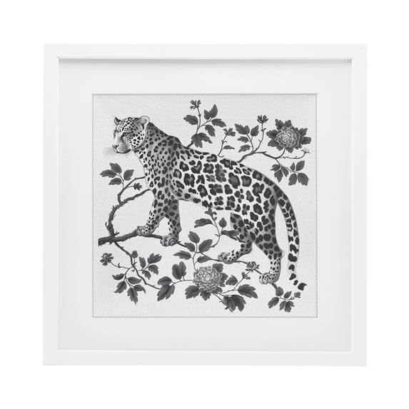 Stupell Industries Eclectic Monochrome Detail Leopard White Framed Print Under Glass, 13 x 13, by Lettered and Lined