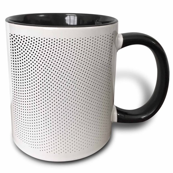 3drose, Monochrome Dot Pattern Background - Abstract Vector Design, 11oz Two-tone Black Mug